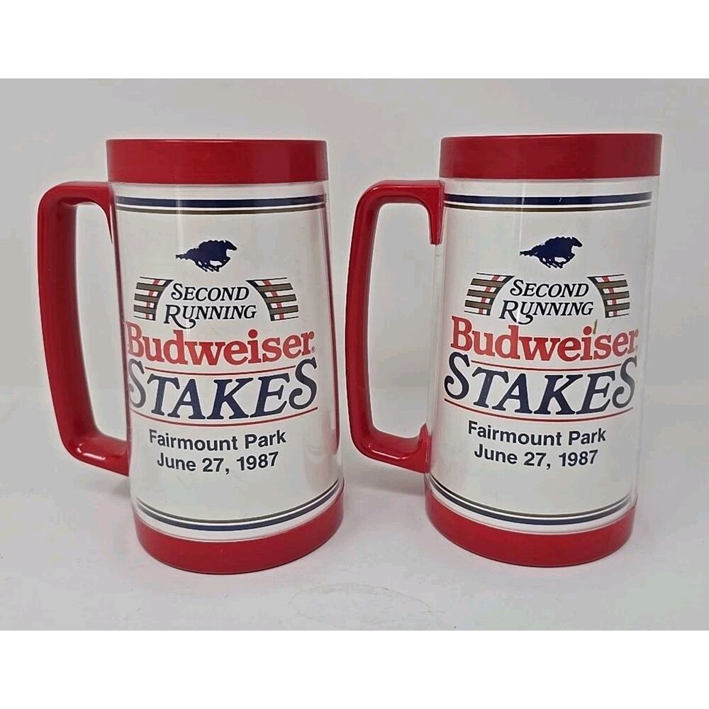 2 Budweiser Stakes 2nd Running Insulated Mug - Fairmount Park - June 27, 1987 U4